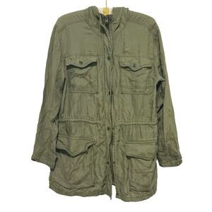 Abercrombie Womens Utility Cargo Hooded Military Jacket Medium Green Gorpcore